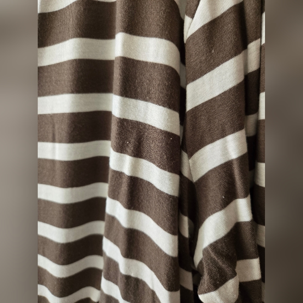 Jackson Rowe XL Khaki Green & Cream Striped Knotted Front Long Sleeve Top - Picture 5 of 9